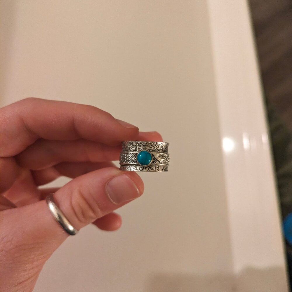 Sterling Silver Turquoise Fidget Spinner Ring
